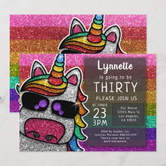 Magischer Regenbogen Einhorn Glitzer Whimsical Geb Einladung