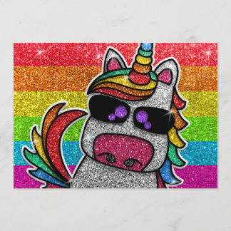 Magischer Regenbogen Einhorn Glitzer Whimsical Geb Einladung