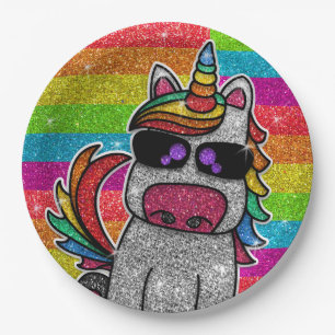 Magischer Regenbogen Einhorn Glitzer Whimsical Geb Pappteller
