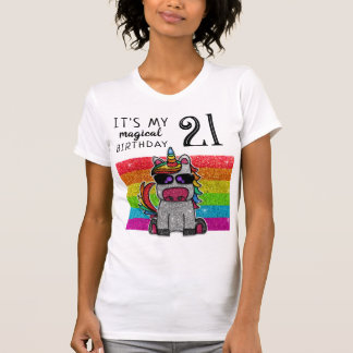 Magischer Regenbogen Einhorn Glitzer Whimsical Geb T-Shirt