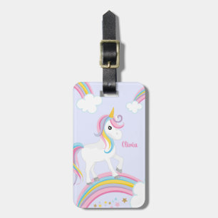 Magischer Regenbogen Einhorn Lila Personalisiert Gepäckanhänger