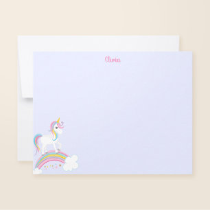 Magischer Regenbogen Einhorn Lila Personalisiert Mitteilungskarte