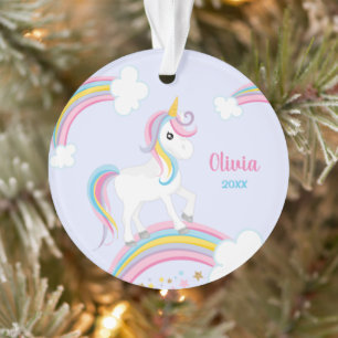 Magischer Regenbogen Einhorn Lila Personalisiert Ornament