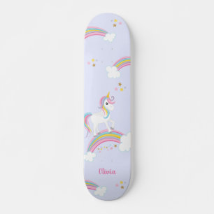 Magischer Regenbogen Einhorn Lila Personalisiert Skateboard