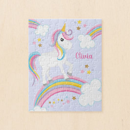 Magischer Regenbogen Einhorn Lila Personalisierte Puzzle