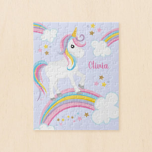 Magischer Regenbogen Einhorn Lila Personalisierte  Puzzle