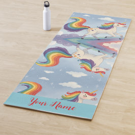 Magischer Regenbogen-Einhorn-Name Personalisiert Yogamatte