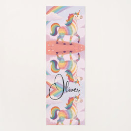 Magischer Regenbogen-Einhorn-Name Personalisiert Yogamatte