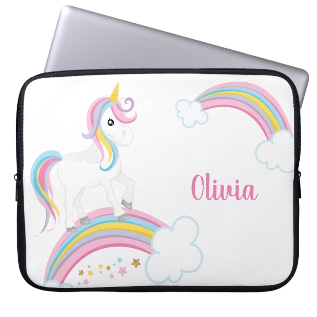 Magischer Regenbogen Einhorn Personalisiert Laptopschutzhülle (Vorderseite)