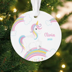 Magischer Regenbogen Einhorn Personalisiert Ornament
