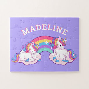 Magischer Regenbogen Einhornname Lila Jigsaw Puzzl Puzzle