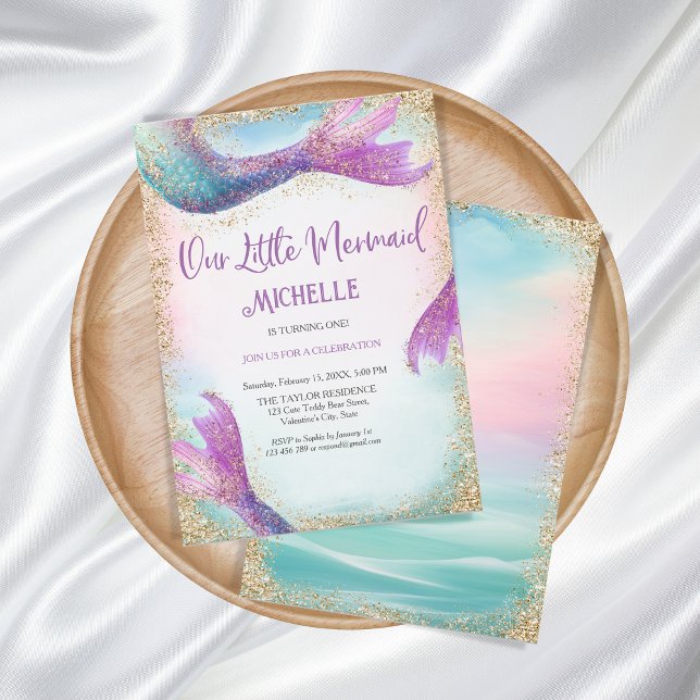 Magischer Regenbogen-Glitzer Meerjungfrau Einladung (glitter mermaid birthday party )