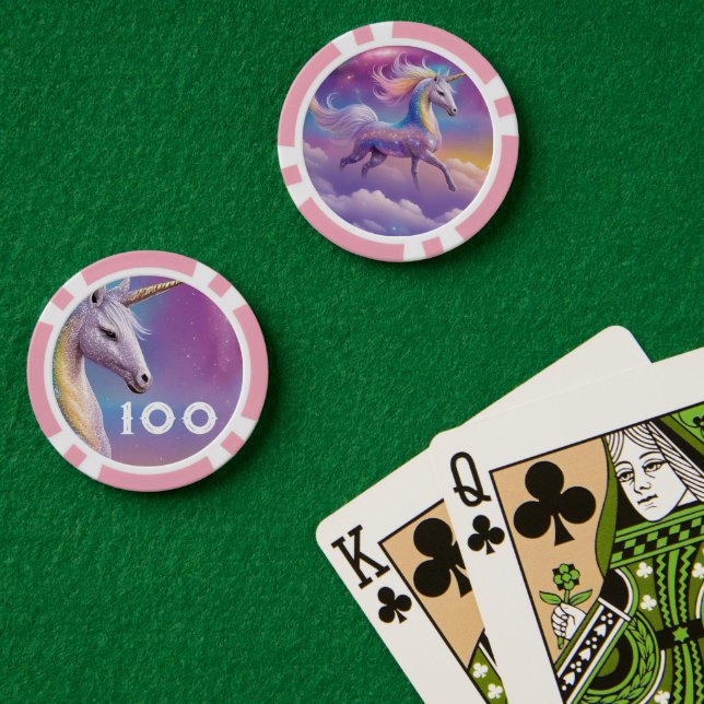 Magischer Regenbogen-Glitzer Weißer Einhorn Glitze Pokerchips (Pokertisch (doppelt))