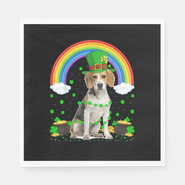 Magischer Regenbogen Leprechaun Beagle Dog St. Pat Serviette (Vorderseite)