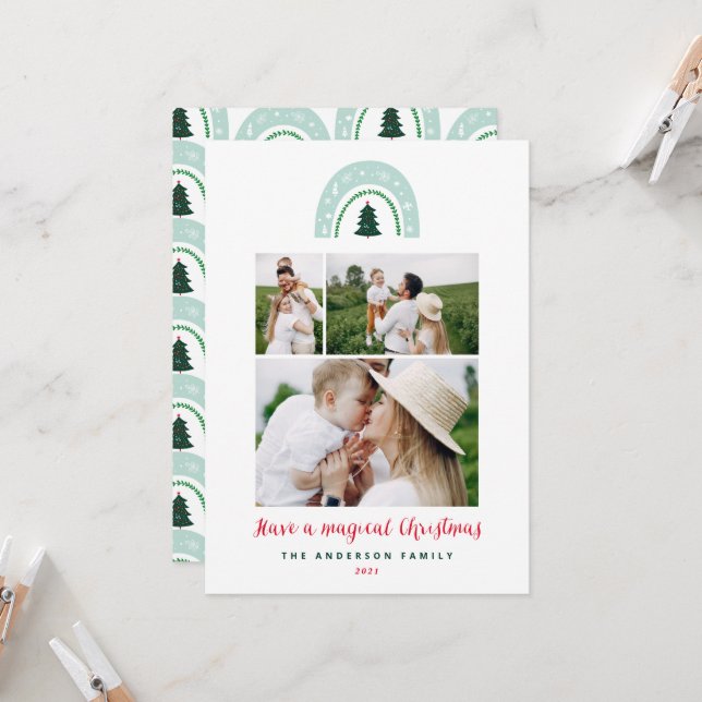 Magischer Regenbogen modern niedlich 3 Foto Weihna (Vorderseite/Rückseite Beispiel)