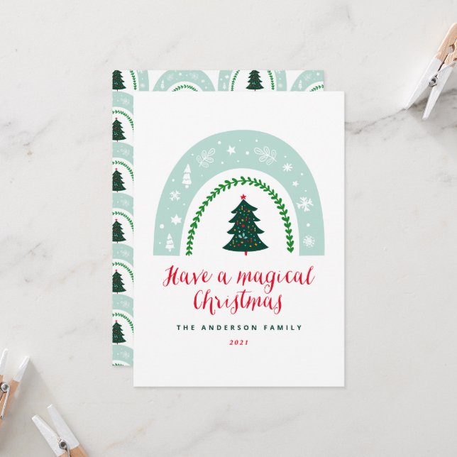 Magischer Regenbogen Moderne niedliche Weihnachten (Vorderseite/Rückseite Beispiel)