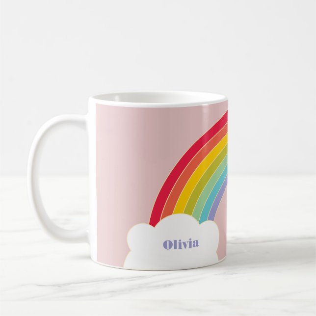 Magischer Regenbogen Persönlicher Name und Farbe Kaffeetasse (Links)