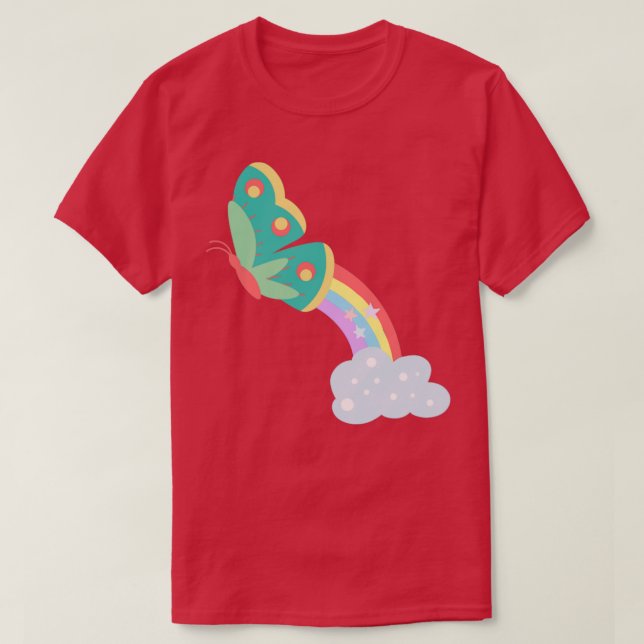 Magischer Regenbogen-Schmetterling T-Shirt (Design vorne)