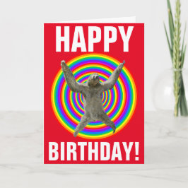 Magischer Regenbogen Sloth Birthday Karte