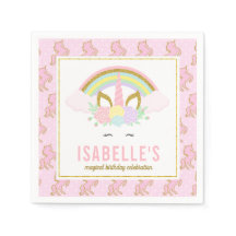 Magischer Regenbogen und Einhorn Napkins