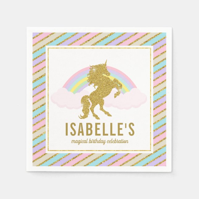 Magischer Regenbogen und Einhorn Napkins Serviette (Vorderseite)