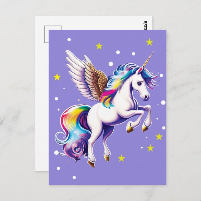 Magischer Regenbogen Unicorn Postkarte (Vorne/Hinten)