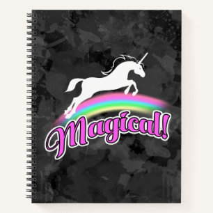 Magischer Regenbogen Unicorn Retro 80er Notizbuch