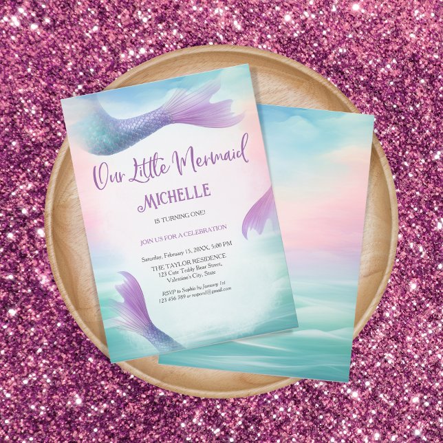 Magischer Regenbogen unsere kleine Meerjungfrau un Einladung (mermaid birthday party invitation)