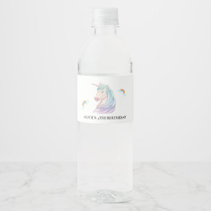 Magischer Rosa Einhorn Regenbogen-Kindergeburtstag Wasserflaschenetikett