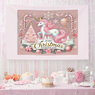 Magischer rosa Weihnachts-Wunderland-Einhorn Banner