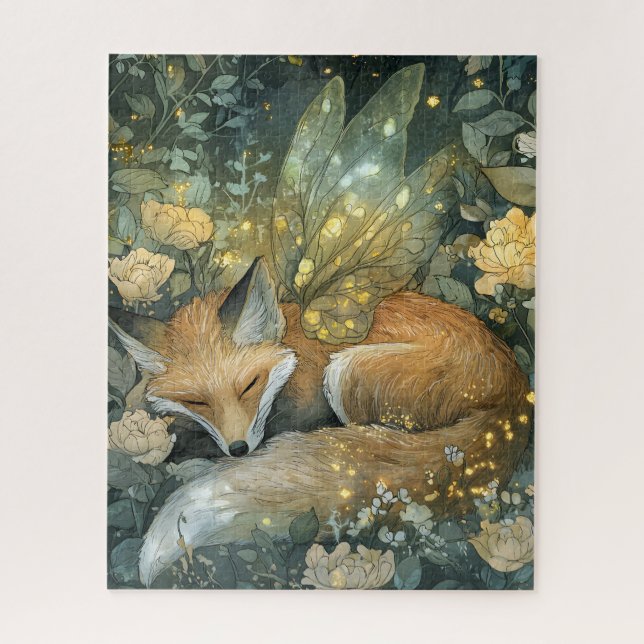 Magischer schlafender Wald Fuchs Puzzle (Vertikal)