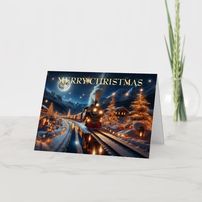 Magischer Schneebahn-Weihnachtszug-Winterszene (Vorderseite)