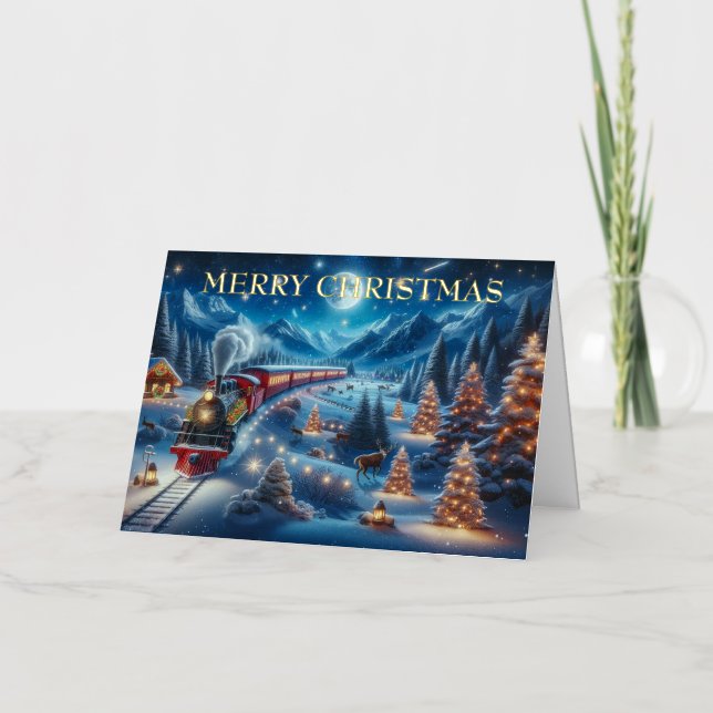 Magischer Schneebahn-Weihnachtszug-Winterszene (Vorderseite)