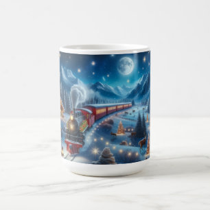 Magischer Schneebahn-Weihnachtszug-Winterszene Kaffeetasse