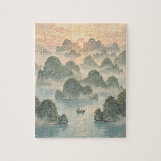 Magischer Sonnenaufgang in Raja Ampat im Vintage-S Puzzle
