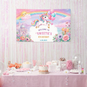 Magischer Tag Einhorn und Regenbogen Geburtstag Banner