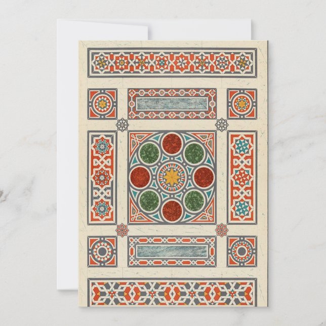 Magischer Teppich Vintages arabisches geometrische Feiertagskarte (Vorderseite)