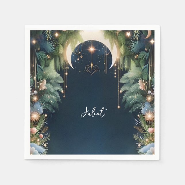 Magischer Traum Mystical Stars Moon Brautparty Serviette (Vorderseite)