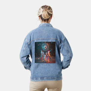 Magischer Traumfänger-Denim-Jacke - Boho-Chic Jeansjacke