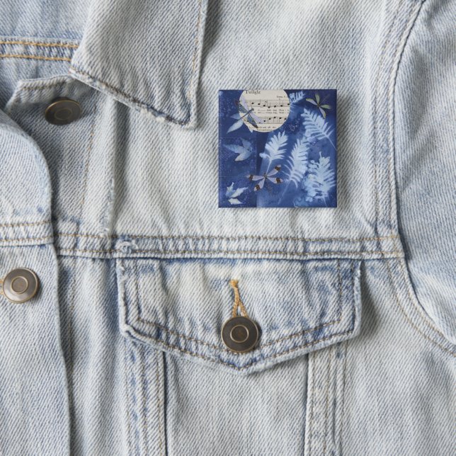 Magischer Twilight-Tanz-Libelle Cyanotype Pinback Button (Beispiel)