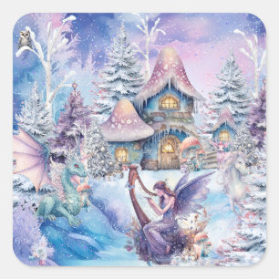 Magischer und verspielter Weihnachtsfee Quadratischer Aufkleber