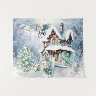 Magischer und verspielter Weihnachtsfee Wandteppich