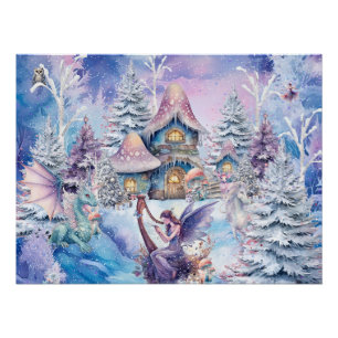 Magischer und Whimsical Weihnachtsfee Poster