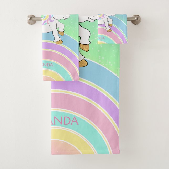 Magischer Unicorn-Regenbogen Badhandtuch Set (Insitu)