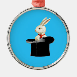 magischer Vintage-Tollkopf-Hase Silbernes Ornament