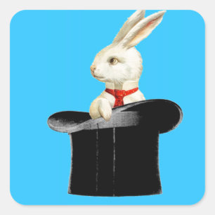 magischer Vintage-Toppenthau-Hase Quadratischer Aufkleber