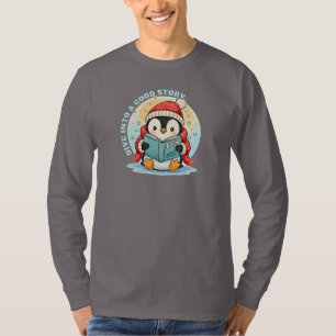 Magischer Vorlesepinguin Langarm Baumwoll-T-Shirt T-Shirt