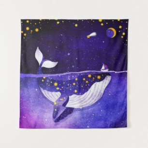 Magischer Wal: Dunkle Ozeannacht Wandteppich