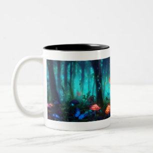 Magischer Wald: Biolumineszente Pilze und Tafelber Zweifarbige Tasse
