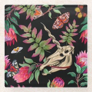 Magischer Wald Einhorn Dark Pattern. Glasuntersetzer